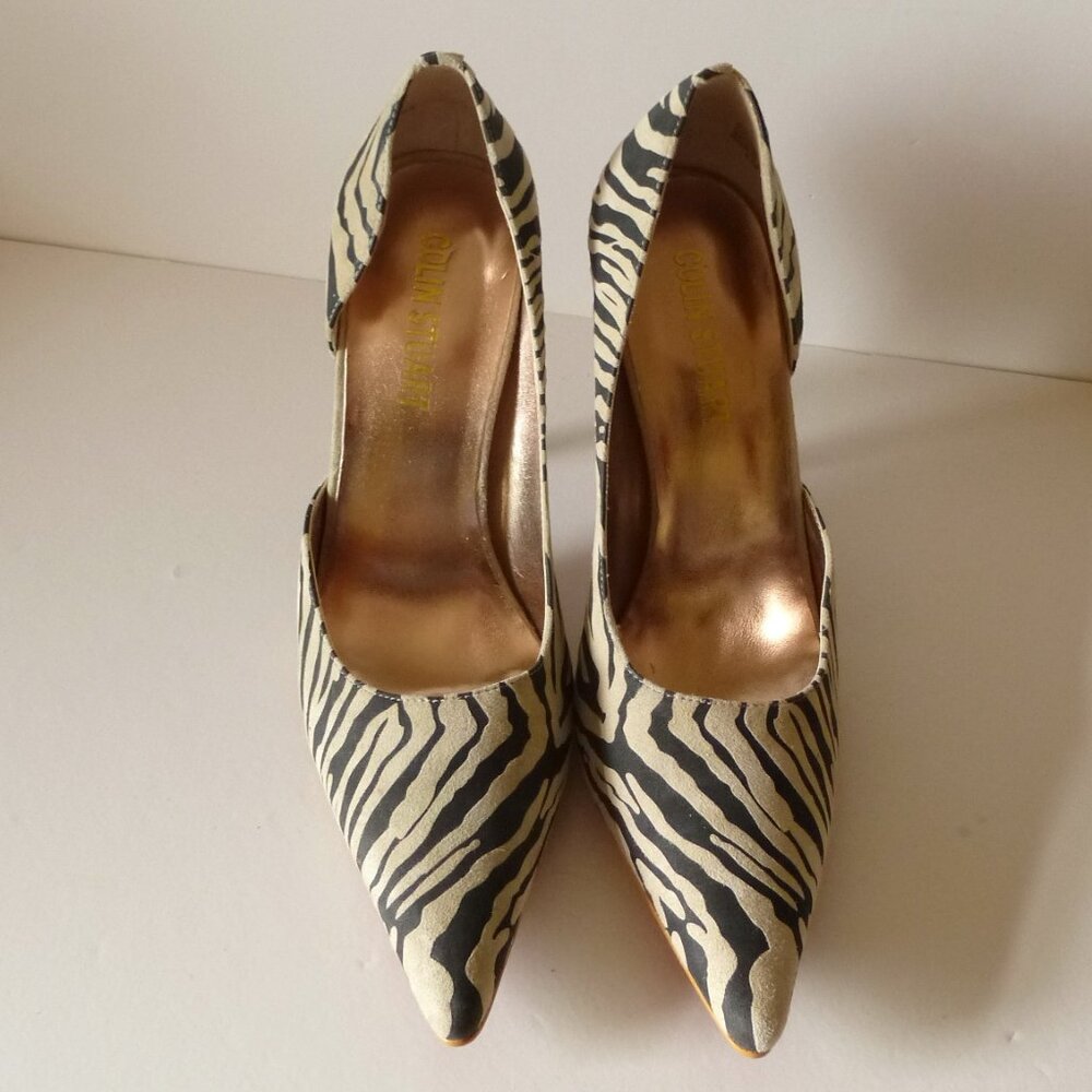 Colin Stuart Suede Pointed Toe Stiletto Heel Pumps Black/Ivory Size 8.5 New